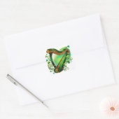 Ierse Groene Harp Shamrocks Illustratie Vierkante Sticker (Envelop)