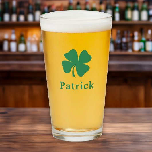 Ierse groene klaver gepersonaliseerde monogram naa glas