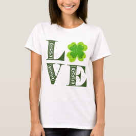 Ierse Groene Klaver Shamrock Keltische Knoop LOVE  T-shirt