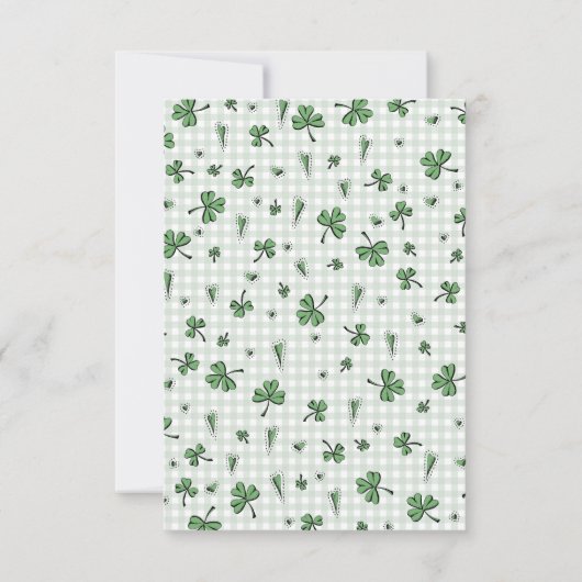 Ierse Groene Klavers en Harten Kids Verjaardag Bedankkaart (Achterkant)