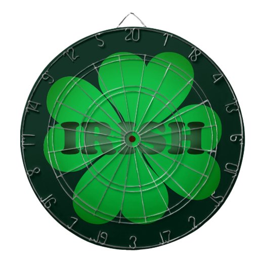 Ierse groene moderne typografie vier blad klaver dartbord (Voorkant)