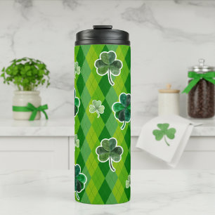 Ierse Groene Plaid Met Shamrocks St Patrick's Day Thermosbeker