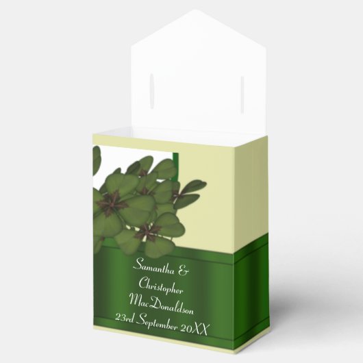 Ierse Groene shamrock bruiloft Bedankdoosjes (Geopend)