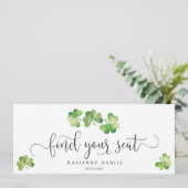 Ierse groene shamrock bruiloft vindt uw stoelbord (Staand voorkant)