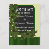 Ierse groene shamrock save the date aankondigingskaart (Voorkant)
