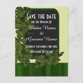Ierse groene shamrock save the date aankondigingskaart