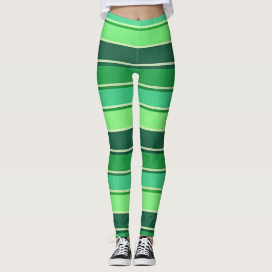 Ierse groene streep patroon St Patrick's Day Leggings (Voorkant)