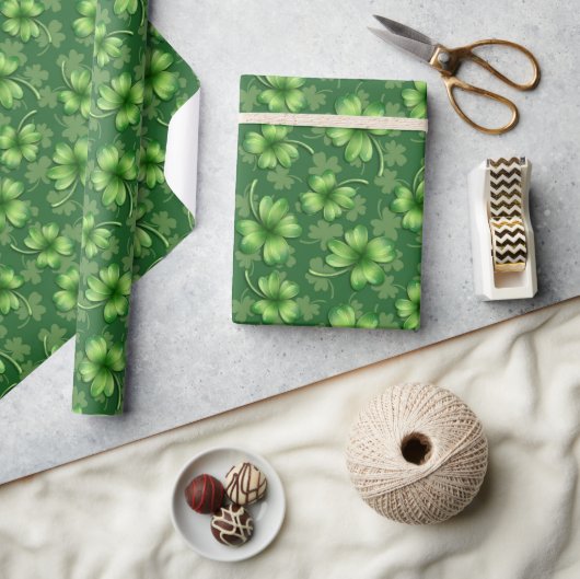 Ierse groene vierbladige klaver cadeaupapier (Crafts)