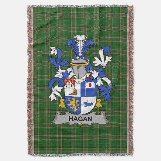 Ierse Hagan of O_Hagan wapenschild familie Crest Deken (Voorkant Verticaal)