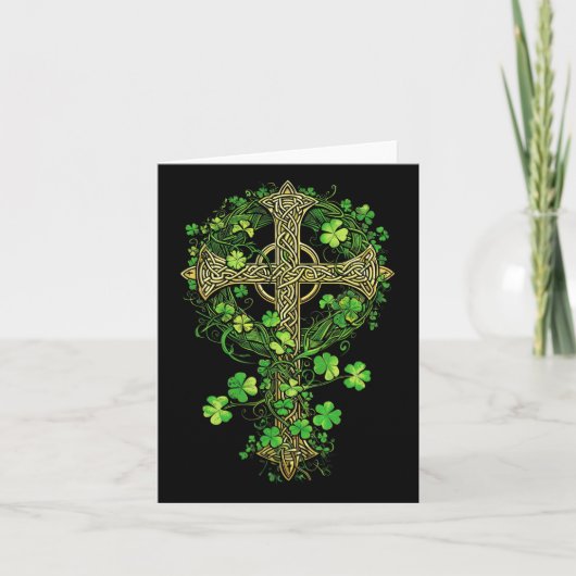 Ierse Harp Keltisch Kruisknoop Klaver St Shamrock  Kaart (Voorkant)