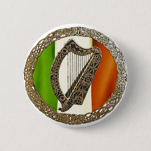 Ierse harp ronde button 5,7 cm
