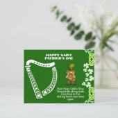 Ierse Harp Saint Patrick's Day Leprechaun Feestdagenkaart (Staand voorkant)