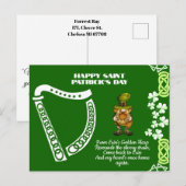 Ierse Harp Saint Patrick's Day Leprechaun Feestdagenkaart (Voorkant / Achterkant)