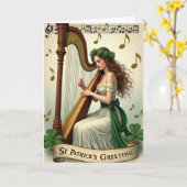 Ierse Harp Serenade St. Patrick Kaart (Gele Bloem)