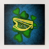 Ierse harp shamrock, groene shamrocks 4 blad klave legpuzzel (Verticaal)