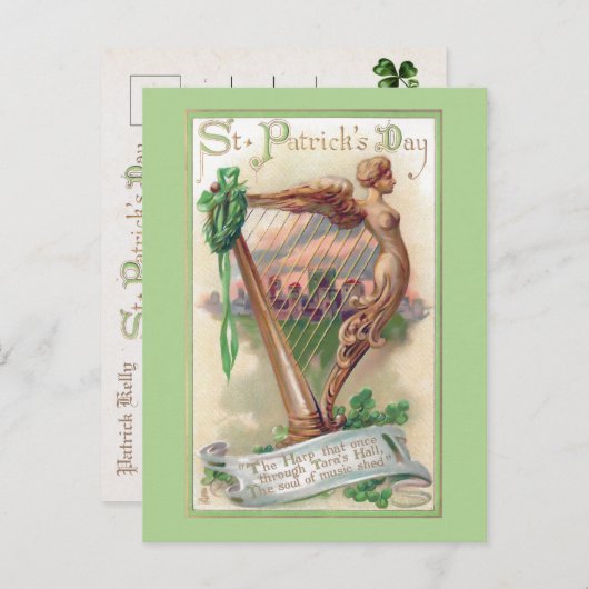  Ierse Harp St. Patrick's Day Briefkaart (Voorkant / Achterkant)
