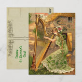 Ierse harp St. Patrick's Day Briefkaart (Voorkant / Achterkant)