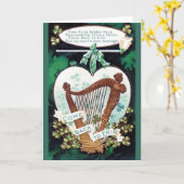 Ierse harp St. Patrick's Day Kaart (Gele Bloem)