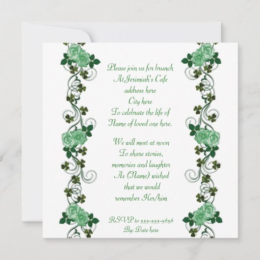 Ierse harp "Viering van het leven" Kaart (Achterkant)