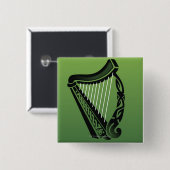 Ierse harp vierkante button 5,1 cm (Voorkant /achterkant)