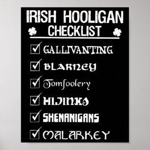 Ierse Herrieschecklist Shenanigan Onzin St. Pat Poster