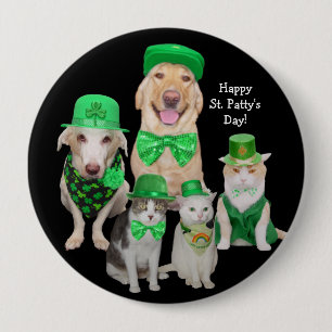 Ierse honden en katten St. Patrick's Day Ronde Button 4,0 Cm
