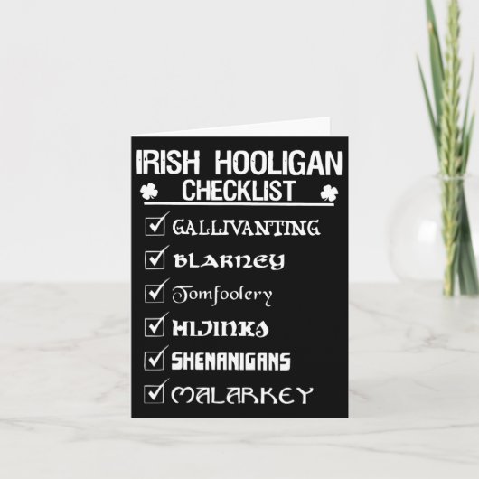Ierse Hooligan Checklist Shenanigan Malarkey St Pa Kaart (Voorkant)