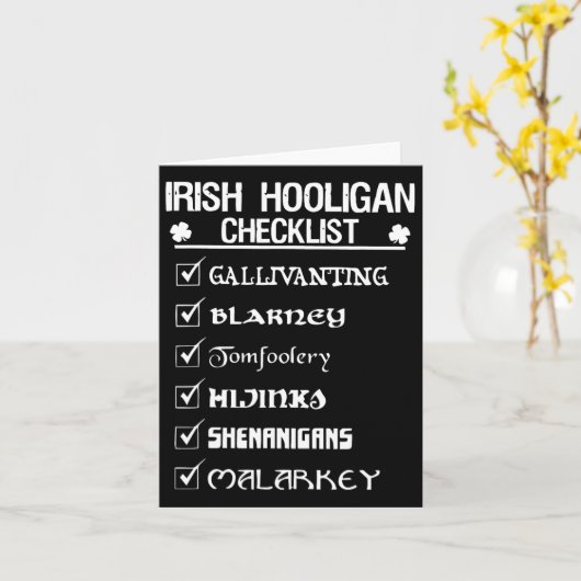 Ierse Hooligan Checklist Shenanigan Malarkey St Pa Kaart (Gele Bloem)