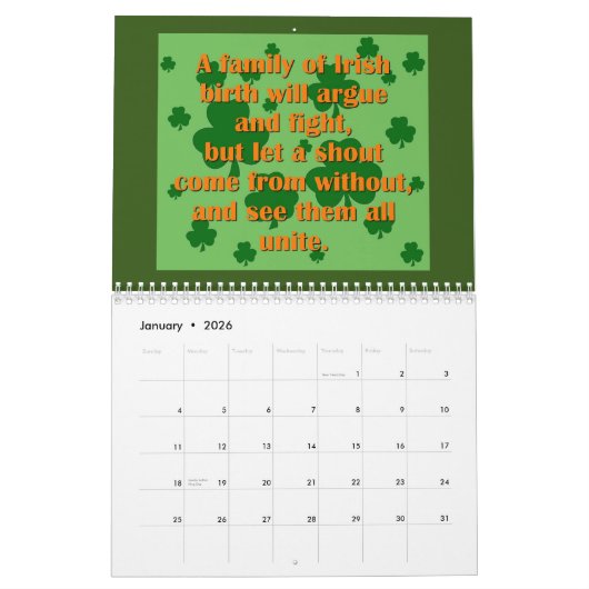 Ierse Humor & Pride Kalender (Jan 2026)