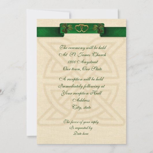 Ierse huwelijksuitnodiging kaart (Achterkant)