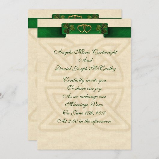 Ierse huwelijksuitnodiging kaart (Voorkant / Achterkant)