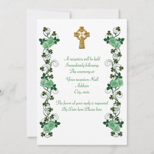 Ierse huwelijksuitnodiging Keltisch kruis Kaart (Achterkant)