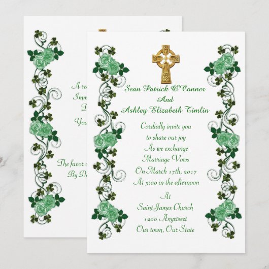 Ierse huwelijksuitnodiging Keltisch kruis Kaart (Voorkant / Achterkant)