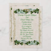 Ierse huwelijksuitnodiging Shamrocks en linten Kaart (Voorkant / Achterkant)