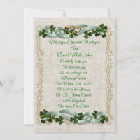 Ierse huwelijksuitnodiging Shamrocks en linten