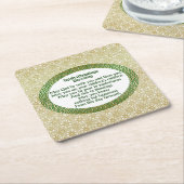 Ierse huwelijkszegening, gouden en groene bruiloft kartonnen onderzetters (Schuin)
