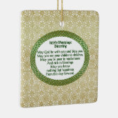 Ierse huwelijkszegening, gouden en groene bruiloft keramisch ornament (Rechts)