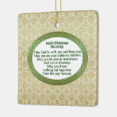 Ierse huwelijkszegening, gouden en groene bruiloft keramisch ornament (Links)