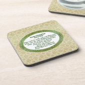 Ierse huwelijkszegening, gouden en groene bruiloft onderzetter (Linkerzijde)