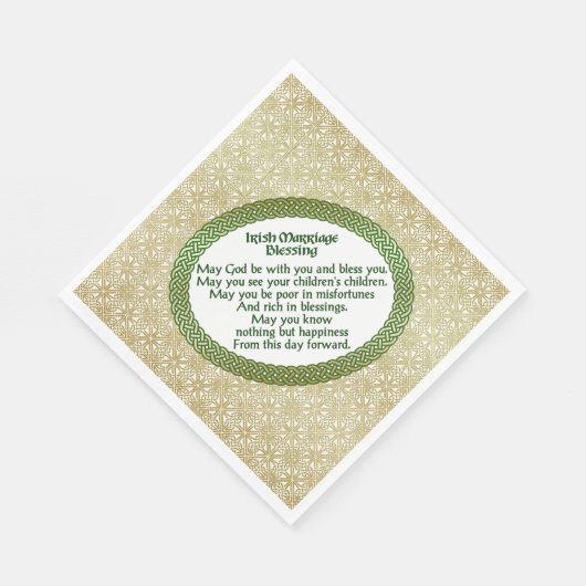 Ierse huwelijkszegening, gouden en groene bruiloft servetten (Hoek)