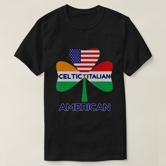 Ierse Italiaanse vlag en Keltische shamrock T-shirt (Design voorkant)