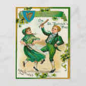 Ierse jongen en meisje dansen op St. Patrick's Day Briefkaart (Voorkant)