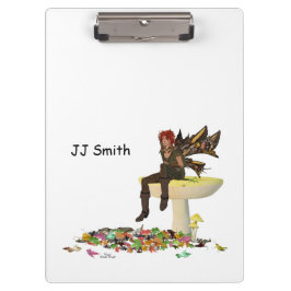 Ierse jongen fee op paddenstoel klembord