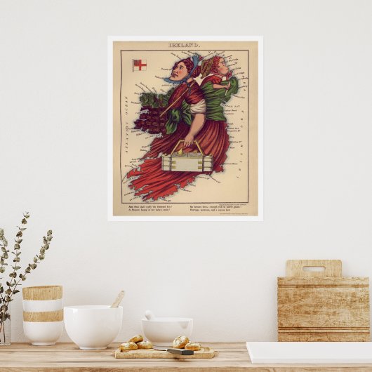 Ierse kaart 1868 poster (Keuken)