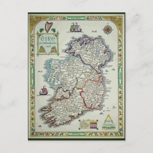 Ierse kaart - Irish Eire Erin Historic Map (Voorkant)