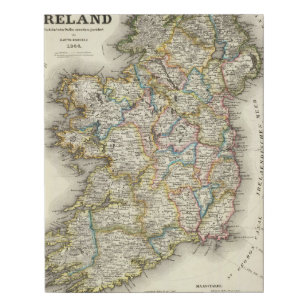 Ierse kaart - Irish Eire Erin Historic Map Imitatie Canvas Print