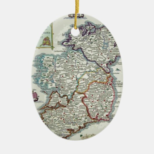 Ierse kaart - Irish Eire Erin Historic Map Keramisch Ornament (Voorkant)