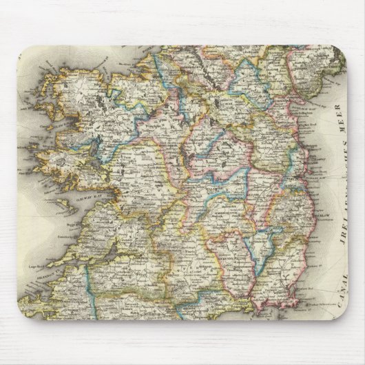Ierse kaart - Irish Eire Erin Historic Map Muismat (Voorkant)