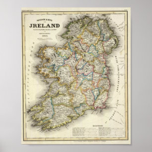 Ierse kaart - Irish Eire Erin Historic Map Poster