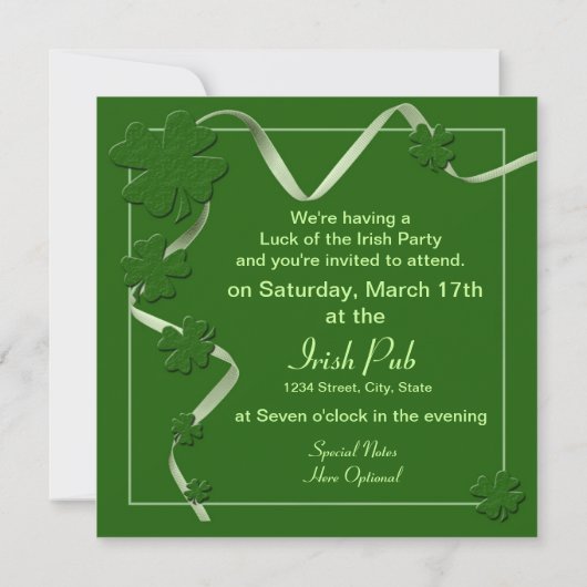 Ierse kaart/Uitnodiging - Personaliseer IT Kaart (Achterkant)